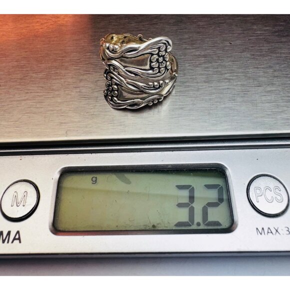 Vintage Beau Sterling Spoon Ring 925 Silver Floral Wrap Band Size 7 Estate - Picture 10 of 11